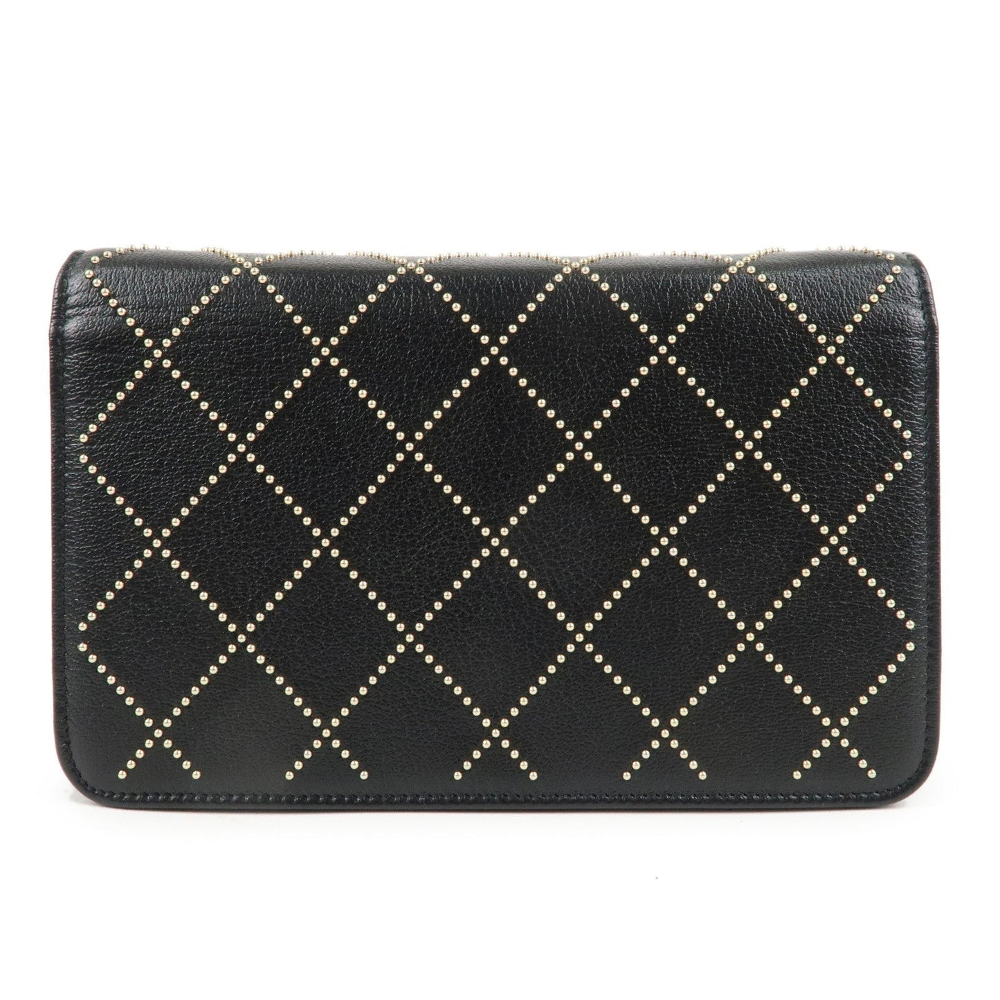 CHANEL Matelasse Leather Shoulder Bag Chain On Wallet WOC Black