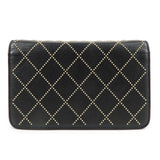 CHANEL Matelasse Leather Shoulder Bag Chain On Wallet WOC Black