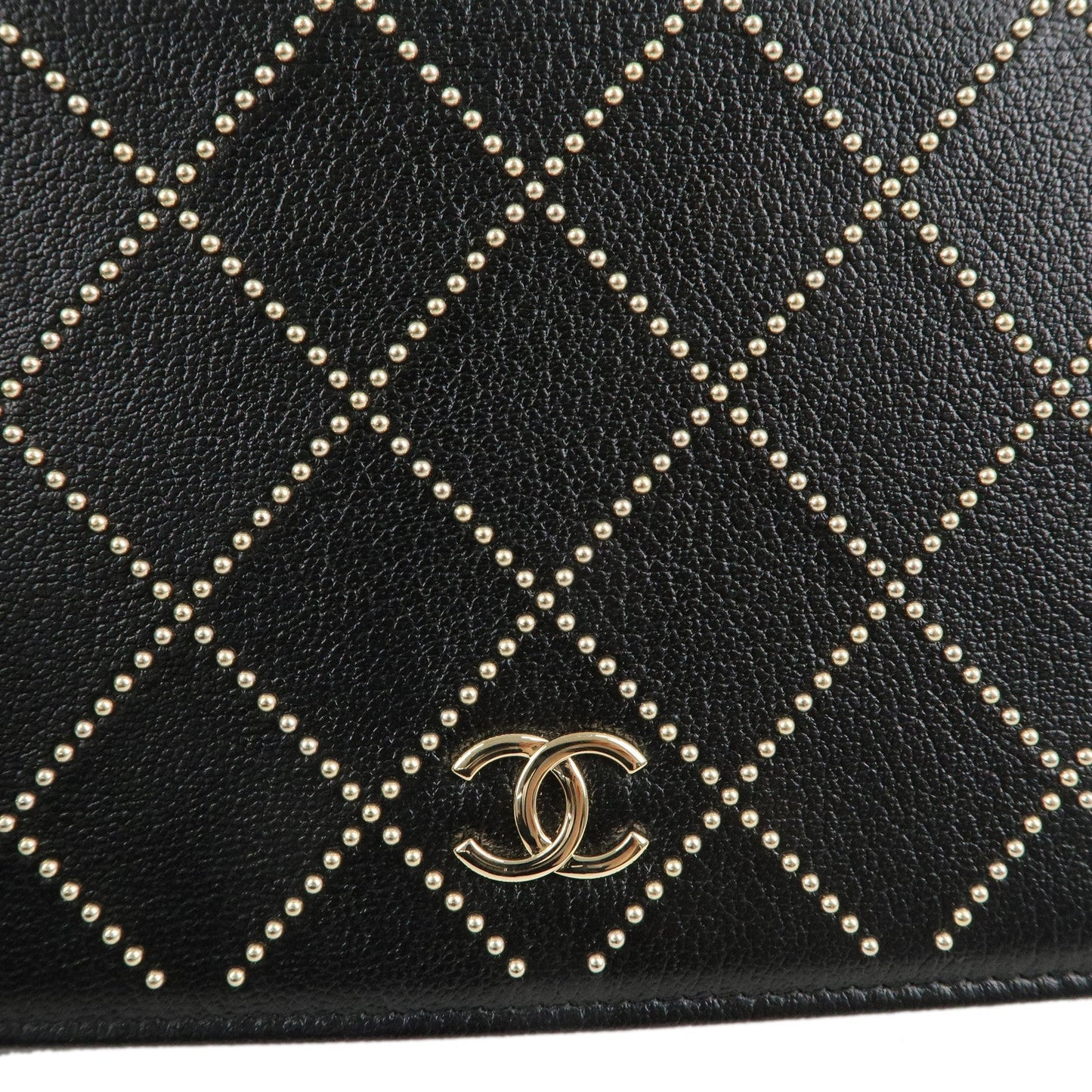 CHANEL Matelasse Leather Shoulder Bag Chain On Wallet WOC Black