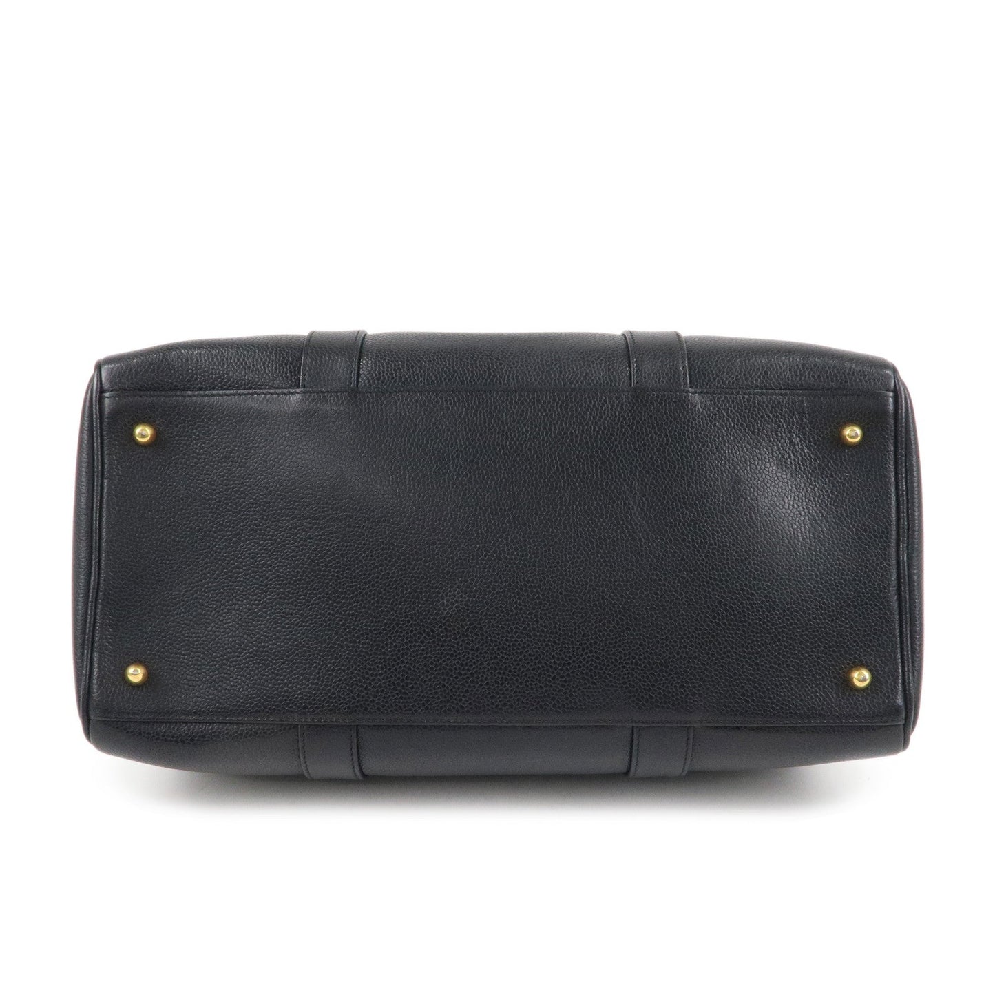 CHANEL Caviar Skin 2WAY Boston Bag Shoulder Bag Black Gold HDW