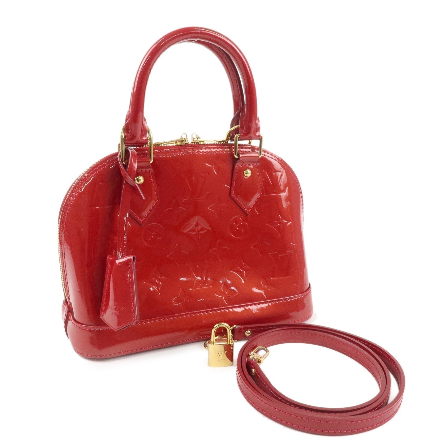 Louis Vuitton Monogram Vernis Alma BB 2Way Shoulder Bag Red M91606