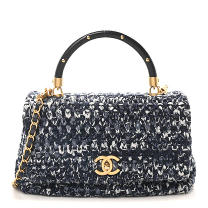 Amelia Crochet Small Coco Handle Flap Blue