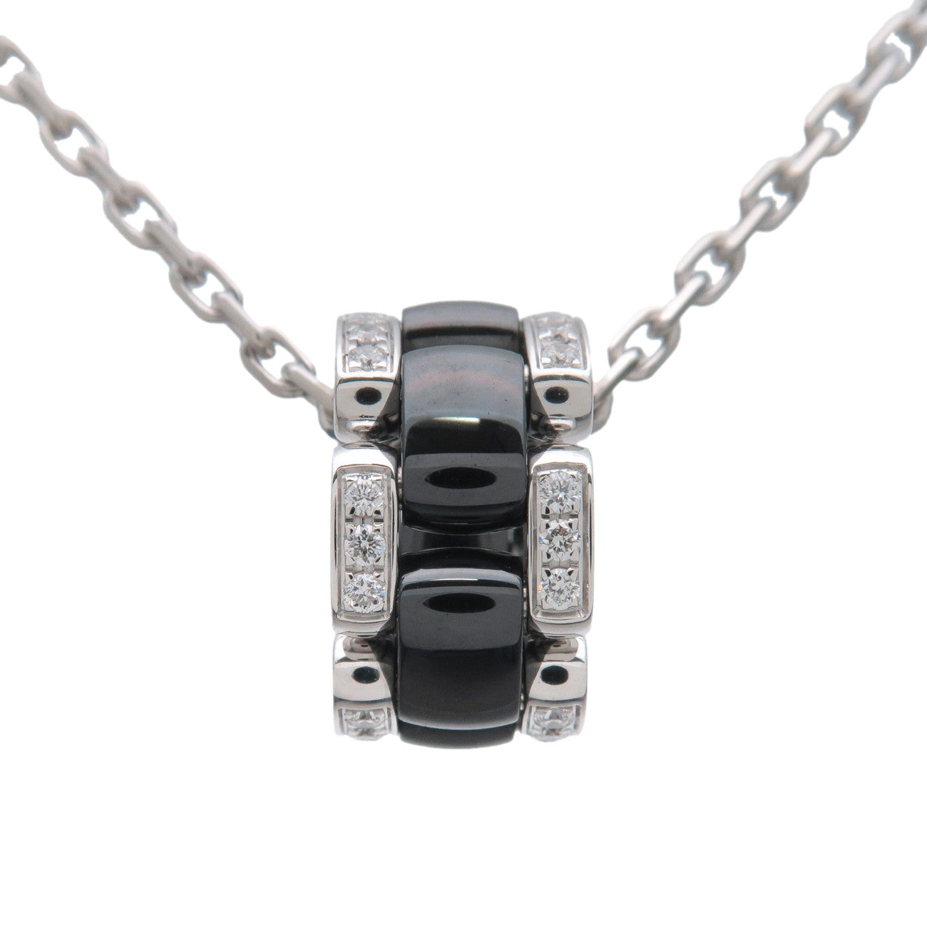 CHANEL Ultra Collection Diamond Necklace K18WG White Gold Ceramic