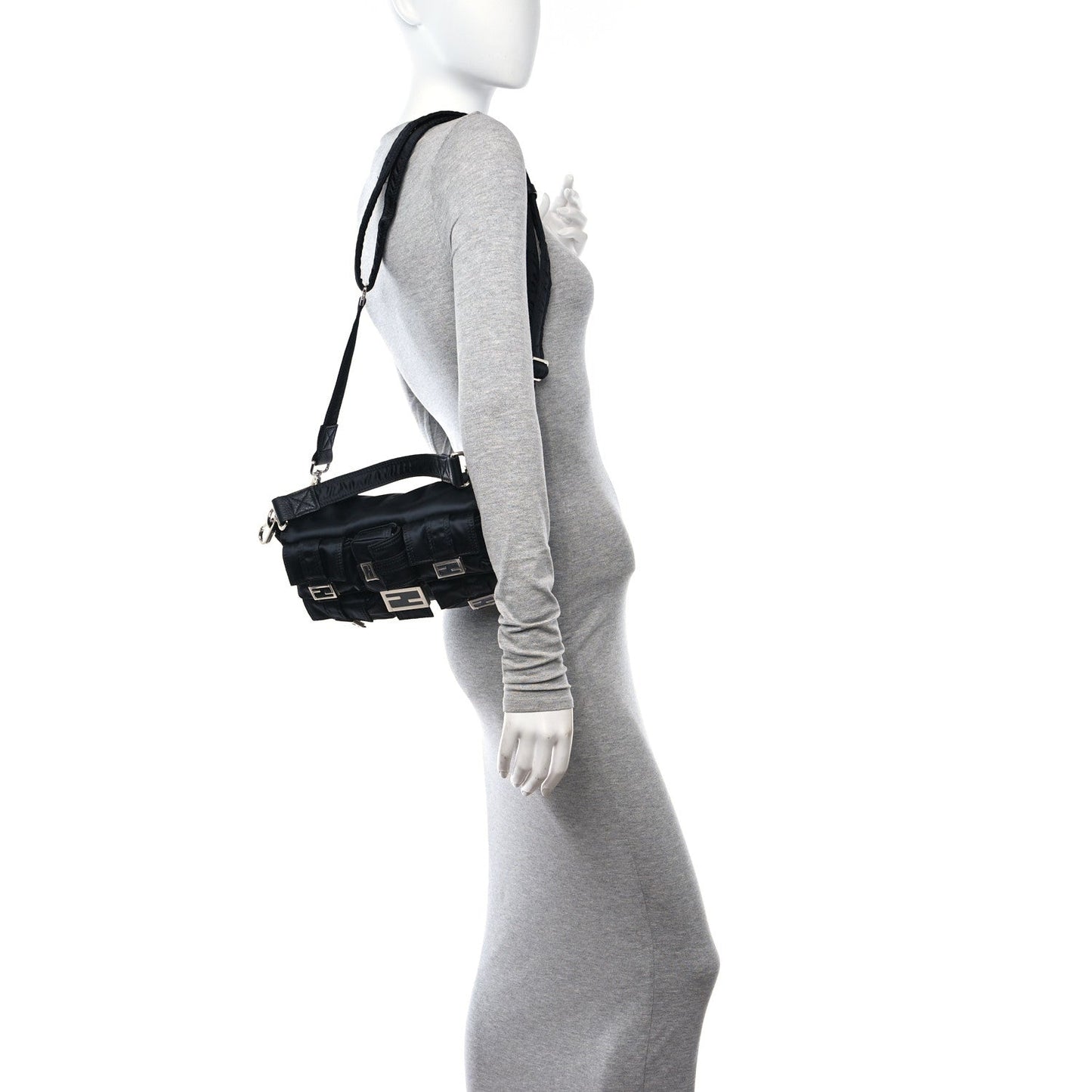 Amelia Econyl Cuoio Romano Multipocket Baguette Black