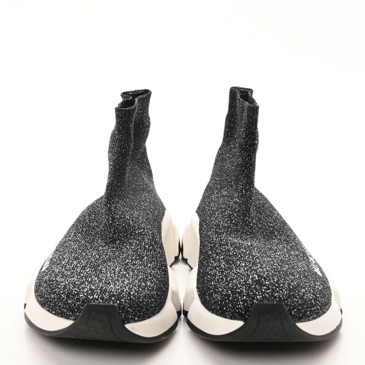 Balenciaga Laminated Knit Bi-Color Sole Womens Speed Sneakers 35 Black White