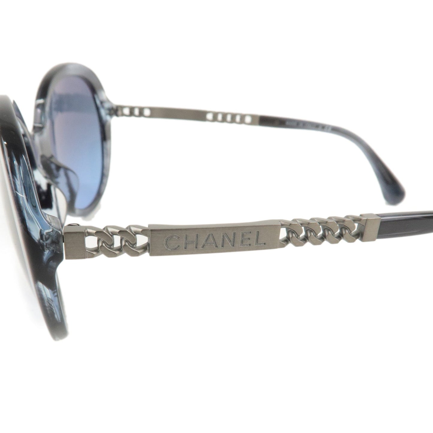 CHANEL Plastic Metal Chain Motif Sunglasses 56??20 140 Black 5353-A  d