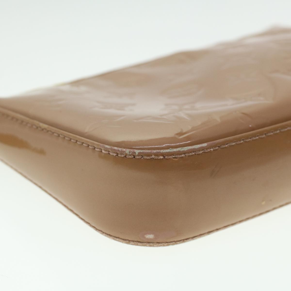 LOUIS VUITTON Vernis Pochette Accessoires Pouch Rose Velours M91575 Auth 37888