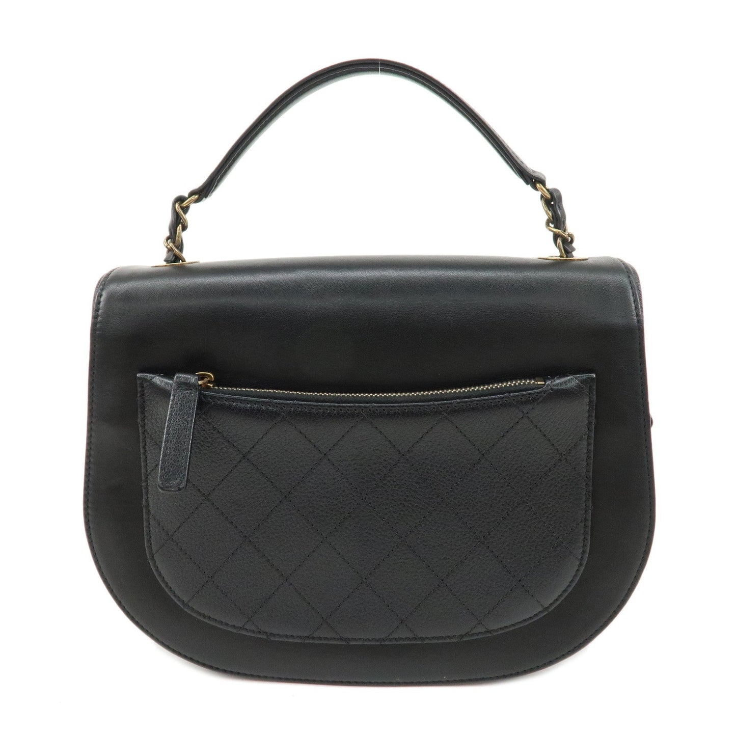 CHANEL Matelasse Lamb Skin 2 Way Bag Hand Bag Shoulder Bag Black  d