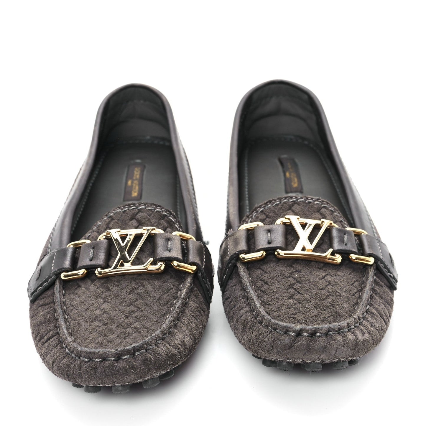 Louis Vuitton Suede Woven Oxford Loafers Brown