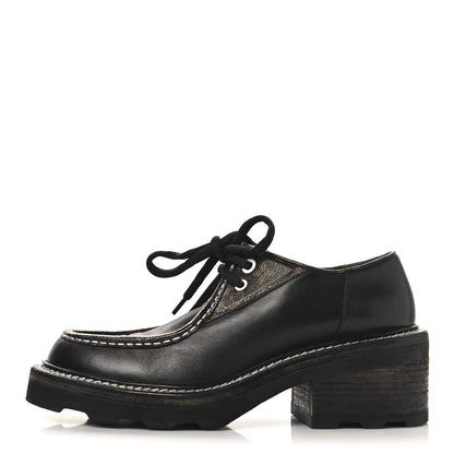 Louis Vuitton Monogram Calfskin Beaubourg Platform Derby Shoes Brown