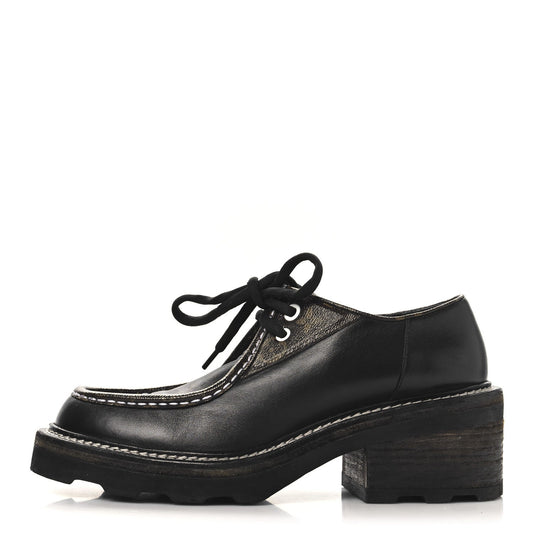 Louis Vuitton Monogram Calfskin Beaubourg Platform Derby Shoes Brown