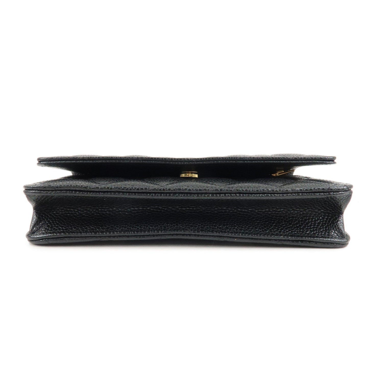 CHANEL Caviar Skin Chain Wallet Purse Shoulder Bag Black AP0250  d