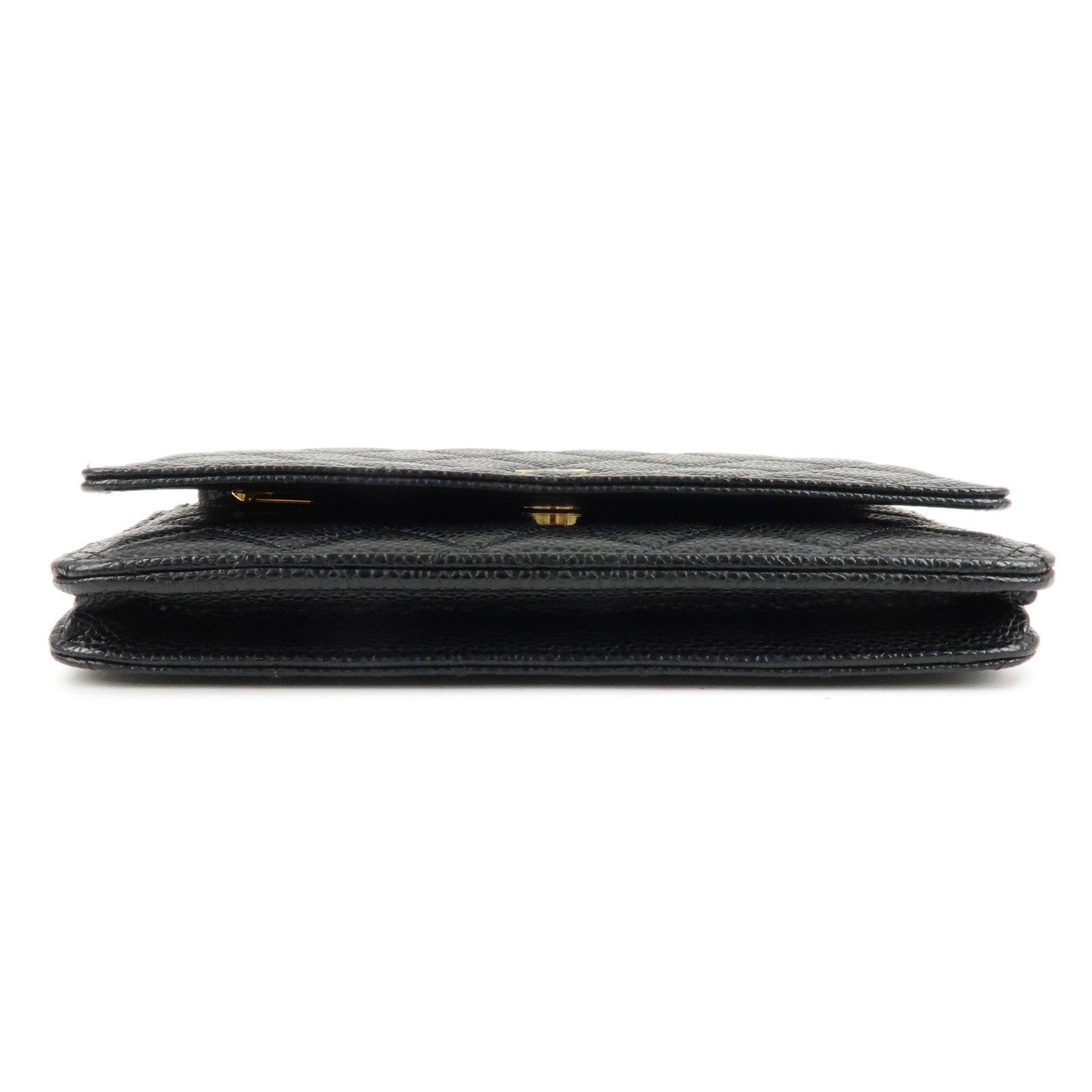 CHANEL Caviar Skin Chain Wallet Purse Black Shoulder Bag AP0250  d