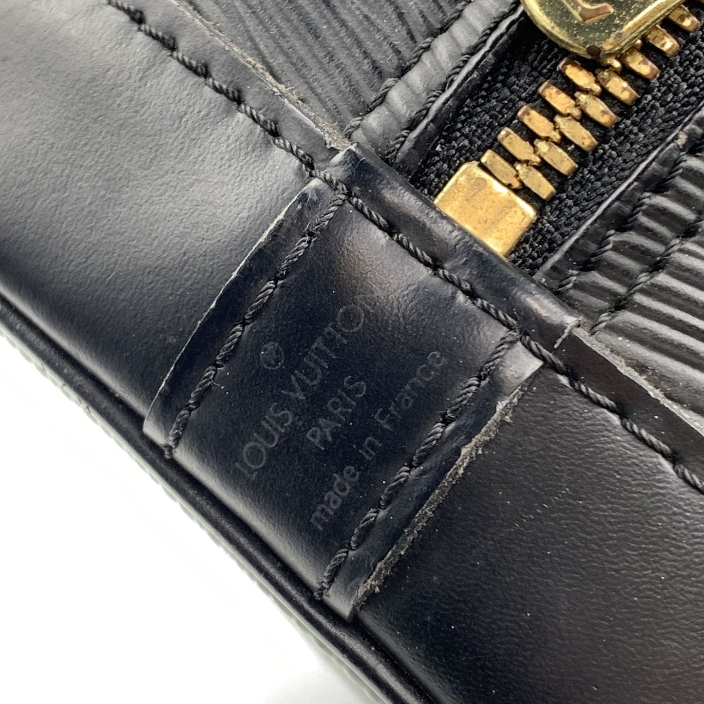 LOUIS VUITTON   Black Epi Leather Alma Top Handle Bag