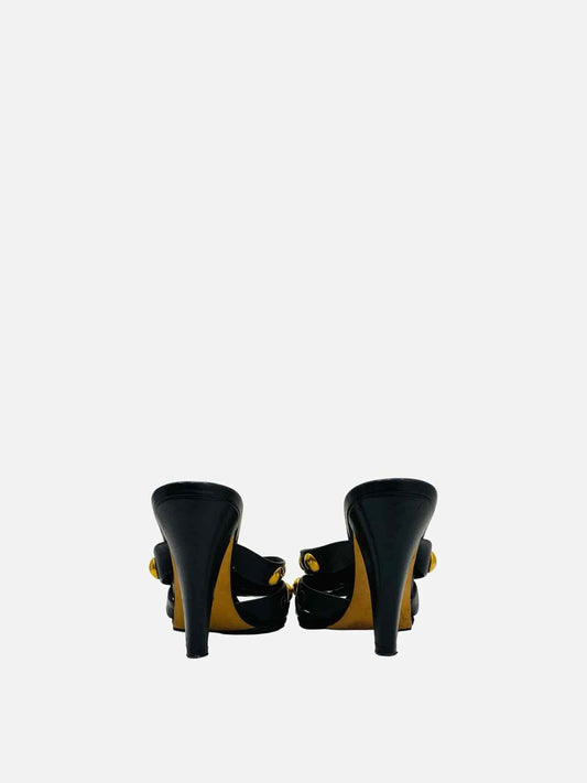 GUCCI Babouska Black w/ Gold Size EU 39.5 Mules