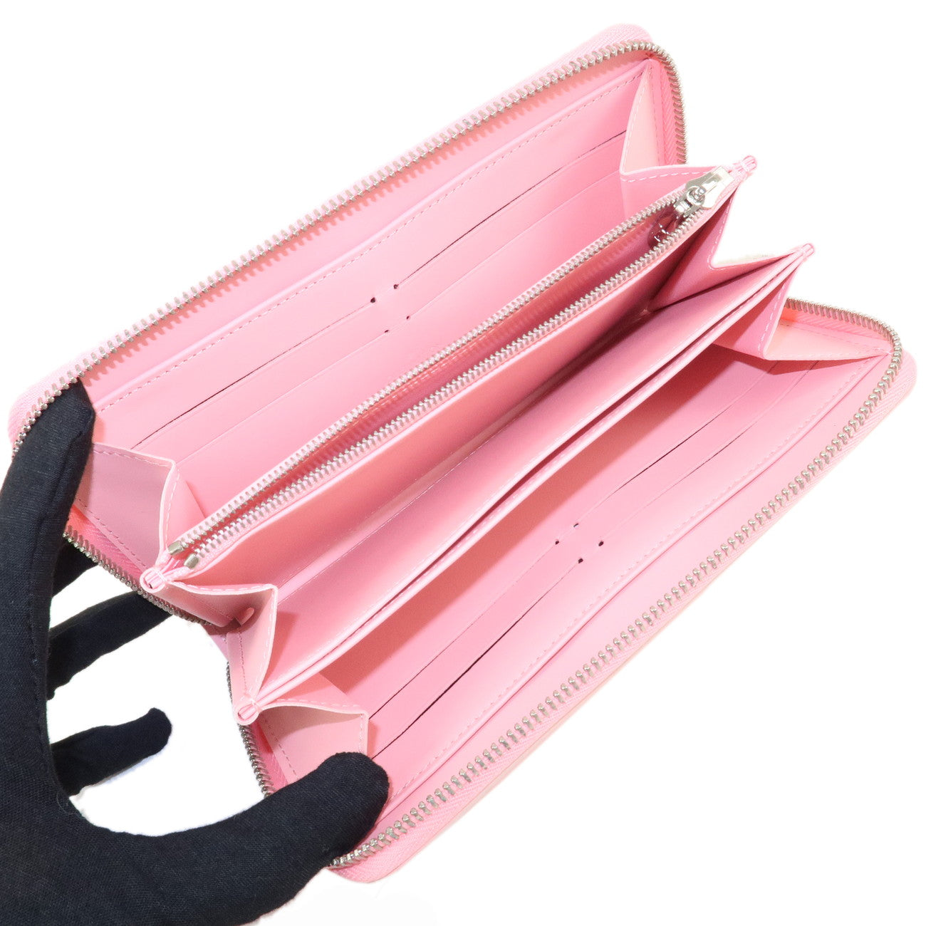 Louis Vuitton Monogram Vernis Jungle Dot Zippy Wallet Pink M41912
