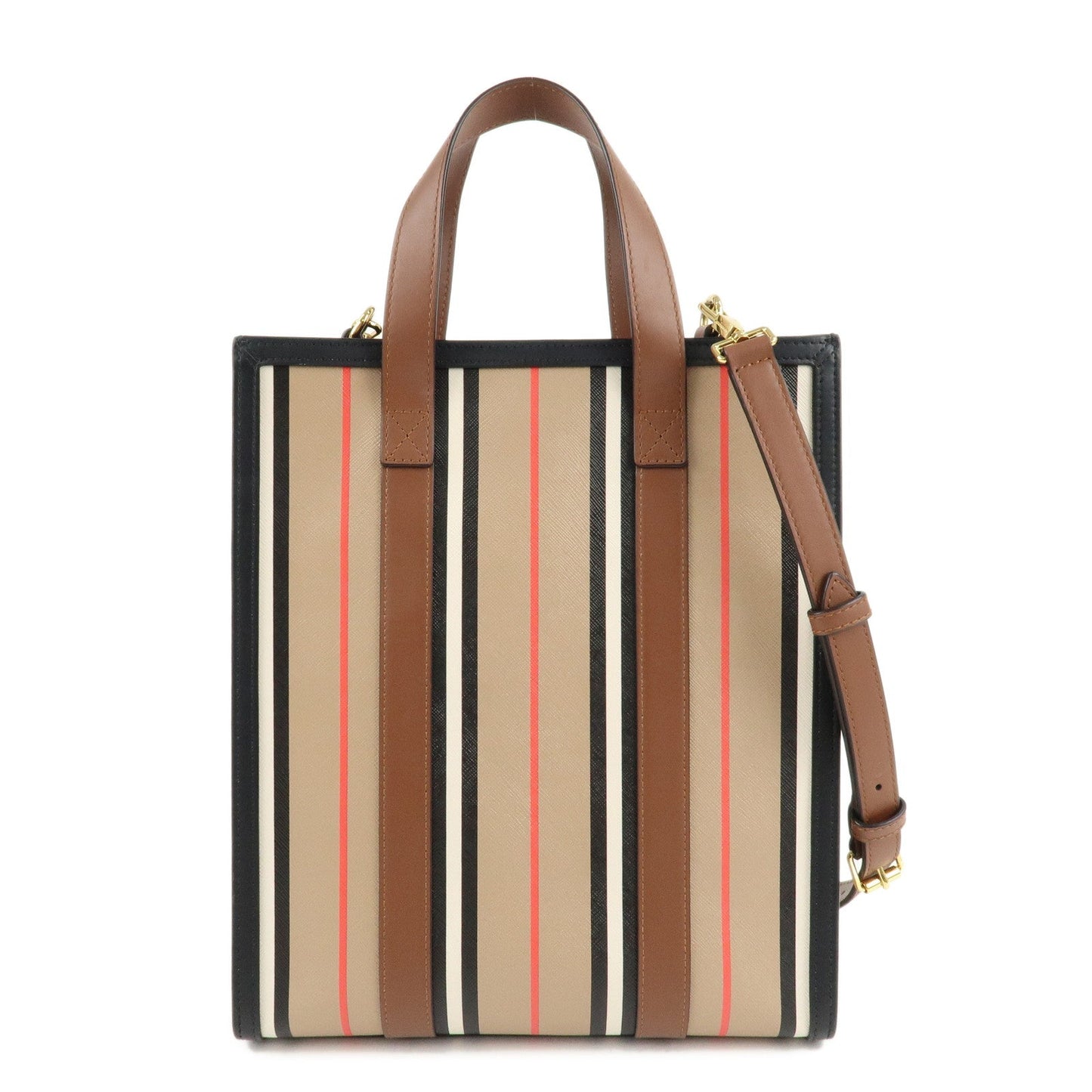BURBERRY PVC Leather Icon Stripe 2Way Tote Bag Hand Bag  d