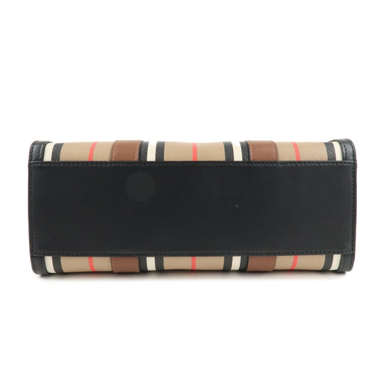 BURBERRY PVC Leather Icon Stripe 2Way Tote Bag Hand Bag  d