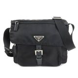 PRADA Logo Nylon Leather Shoulder Bag NERO Black 1BD994  d