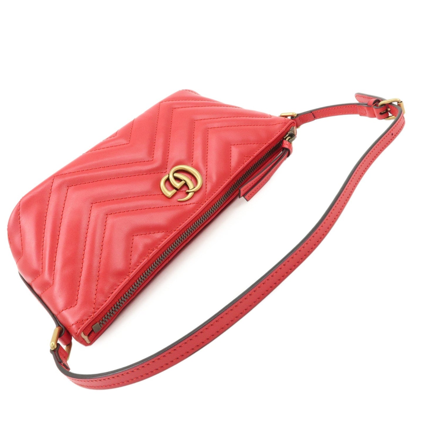 GUCCI GG Marmont Leather Shoulder Bag Hand Bag Red 739166  d