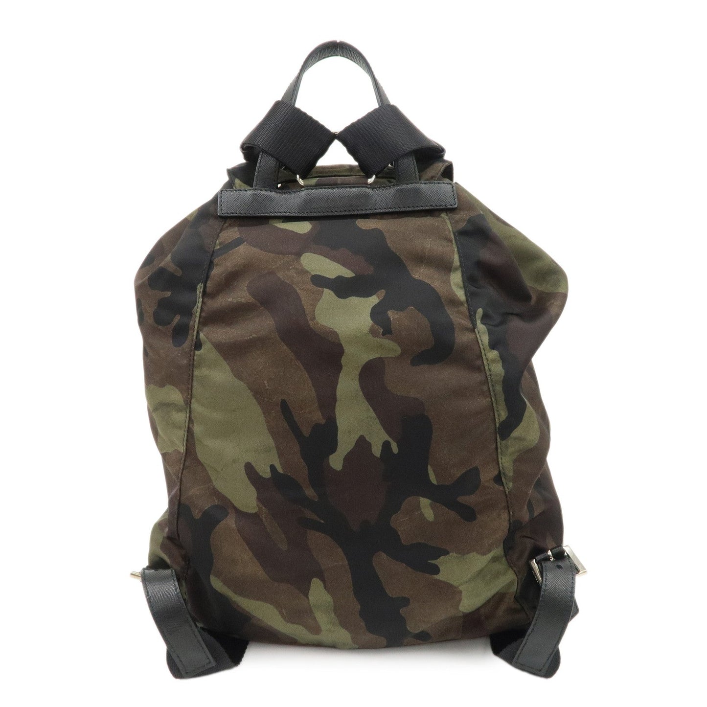 PRADA Logo Nylon Leather Camouflage Back Pack Ruck Sack BZ0032  d