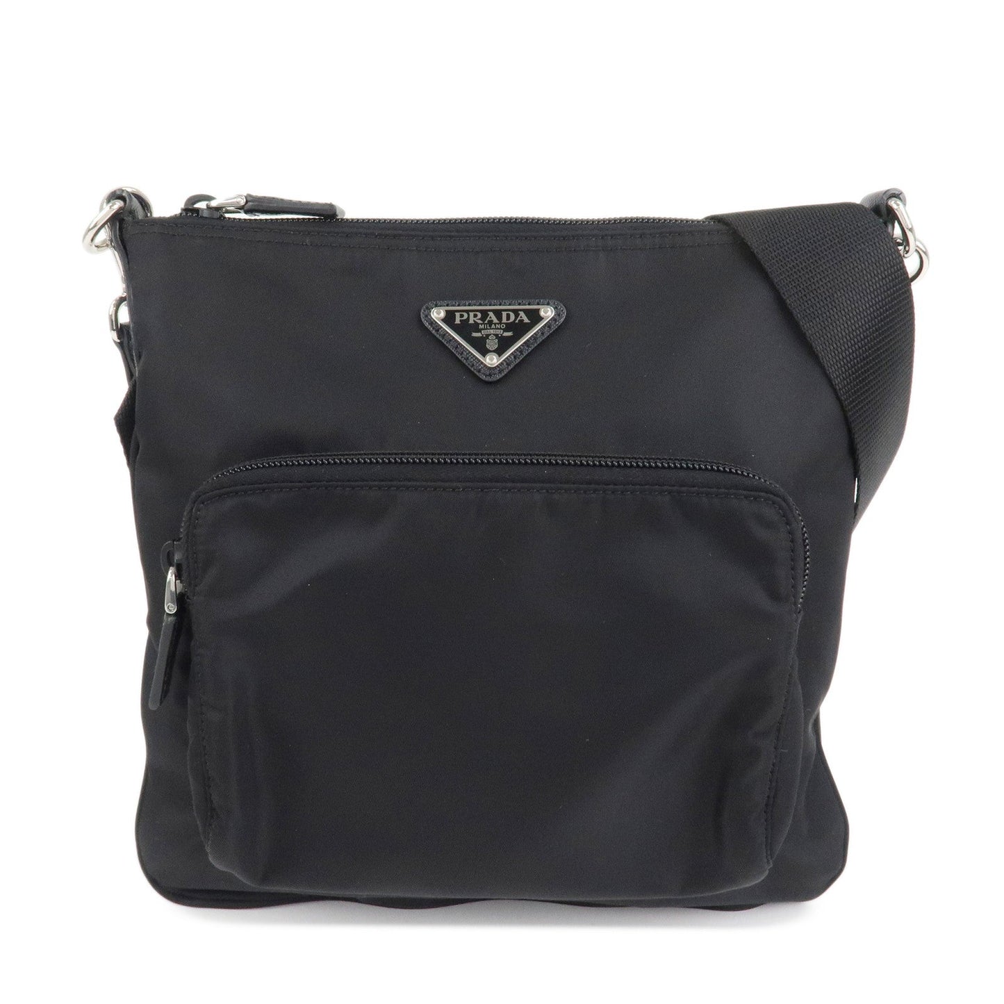 PRADA Triangle Logo Nylon Leather Shoulder Bag Crossbody Bag Black 1BH716  d
