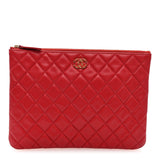 Amelia Lambskin Quilted 19 Medium Cosmetic Case Red
