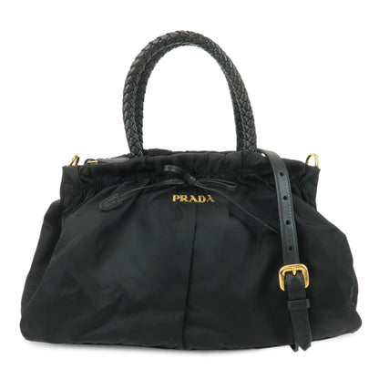 PRADA Nylon Leather Ribbon 2Way Hand Bag Shoulder Bag Black BN1631  d