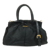 PRADA Nylon Leather Ribbon 2Way Hand Bag Shoulder Bag Black BN1631  d