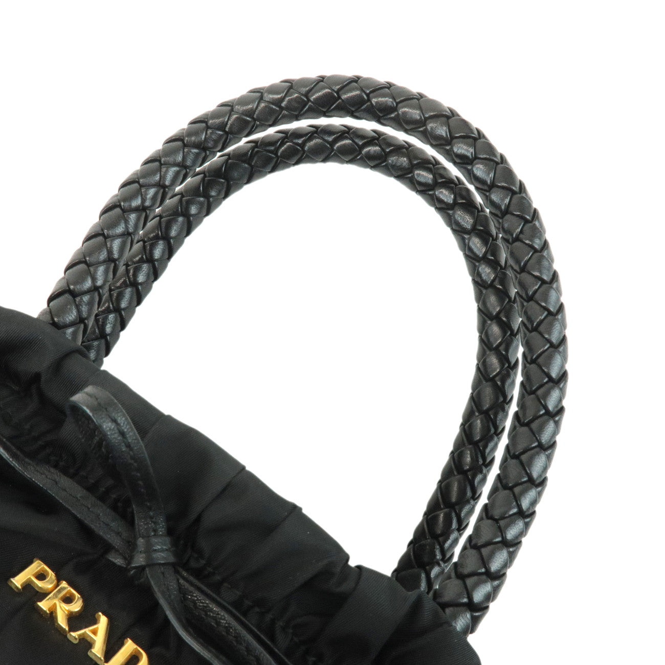 PRADA Nylon Leather Ribbon 2Way Hand Bag Shoulder Bag Black BN1631  d
