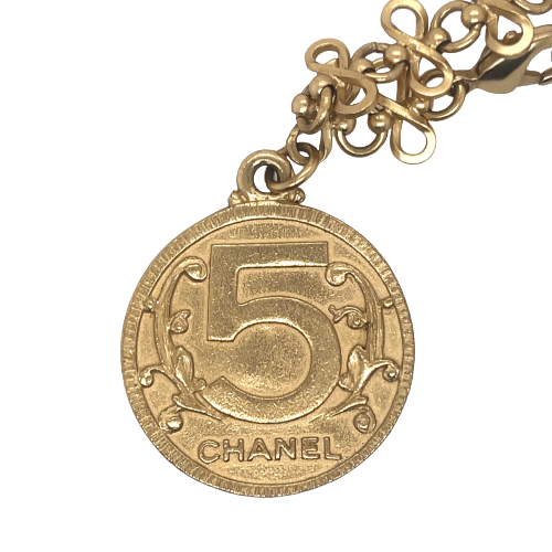 CHANEL -   03P Side Portrait '5' Medallion Chain Gold '' Bracelet