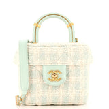 CHANEL Crush Top Handle Flap Bag Quilted Tweed Mini