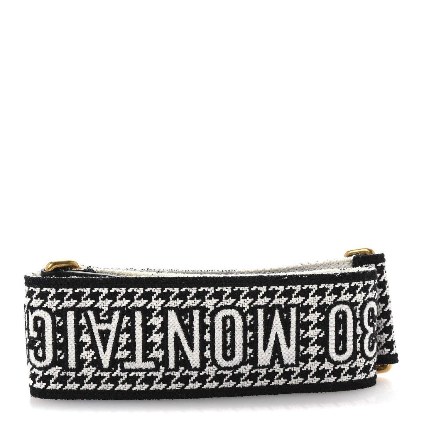Christian Dior Canvas Houndstooth Embroidered 30 Montaigne Shoulder Strap Black White