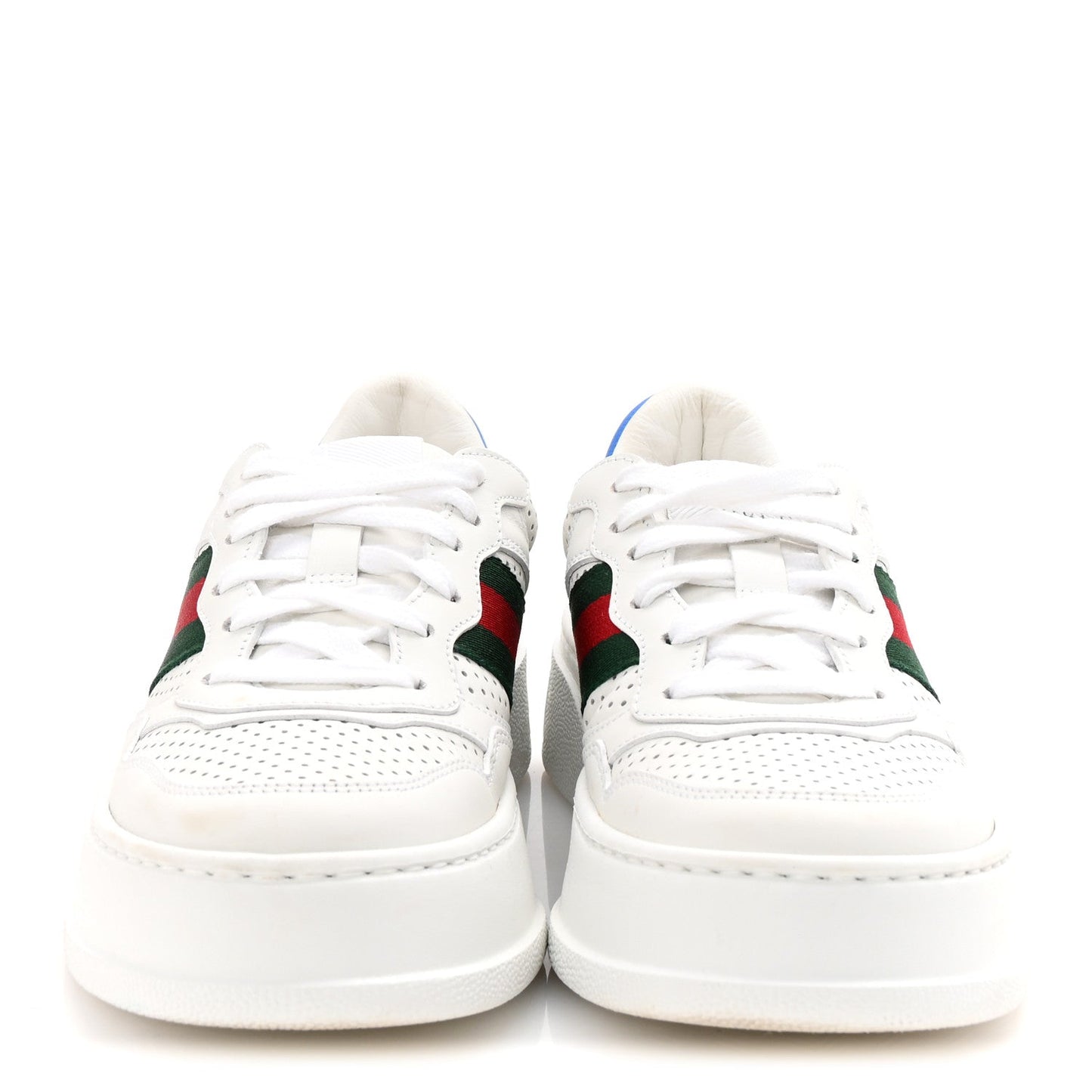 Amelia Calfskin Web Perforated Womens Platform 55mm Sneakers 36 White Bright Splash