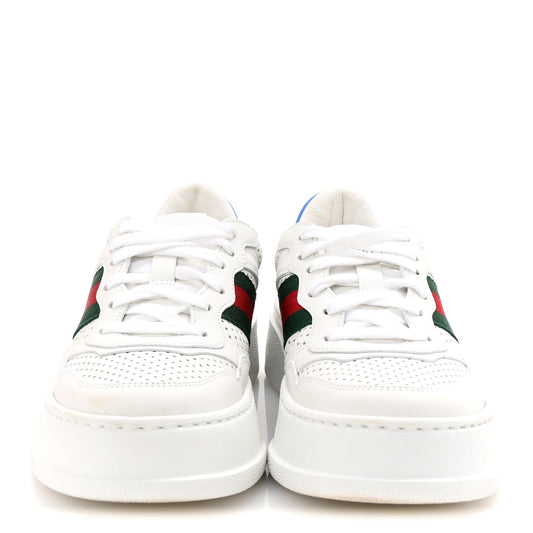 Amelia Calfskin Web Perforated Womens Platform 55mm Sneakers 36 White Bright Splash