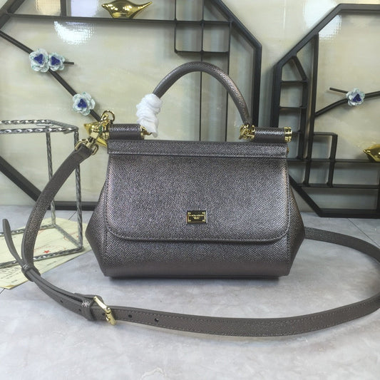 DG Medium Sicily Handbag In Dauphine Palladium For Women 10.2in/26AmeliaDG