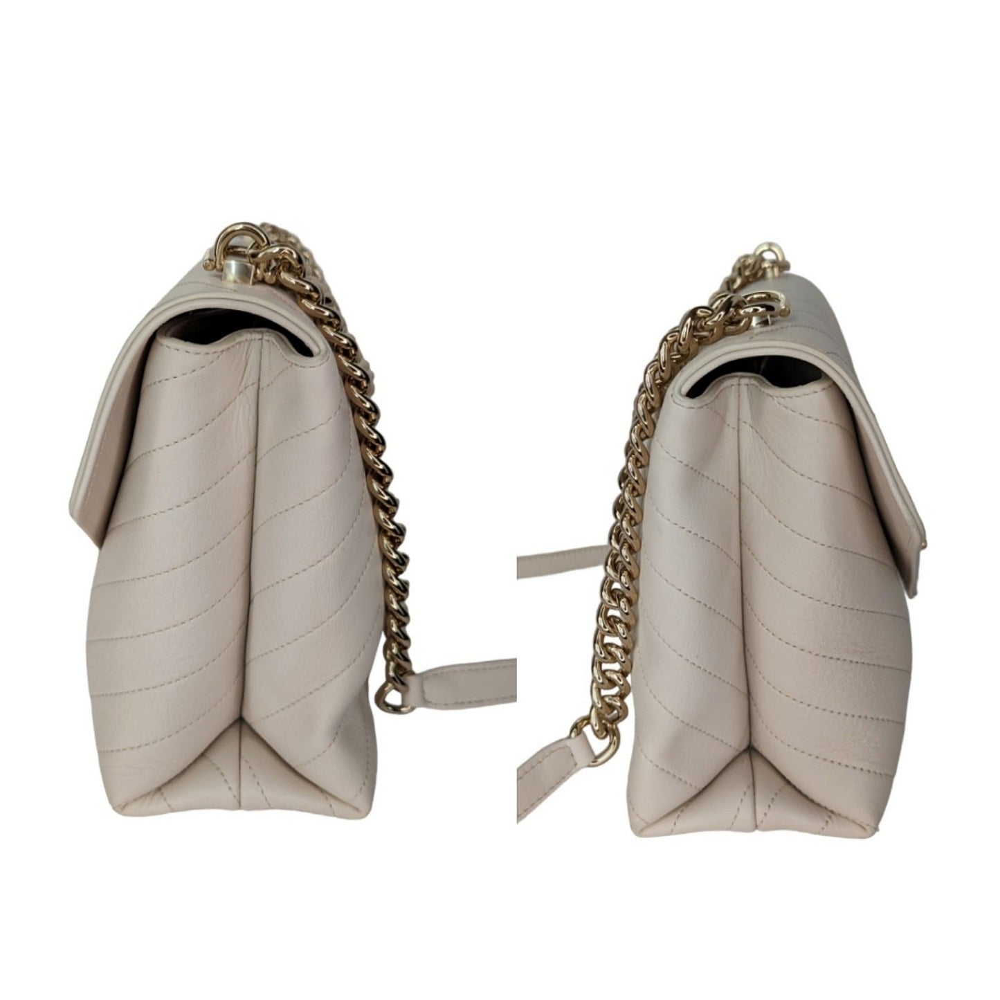 Chanel Cream Chevron Leather Coco Envelope Shoulder Bag