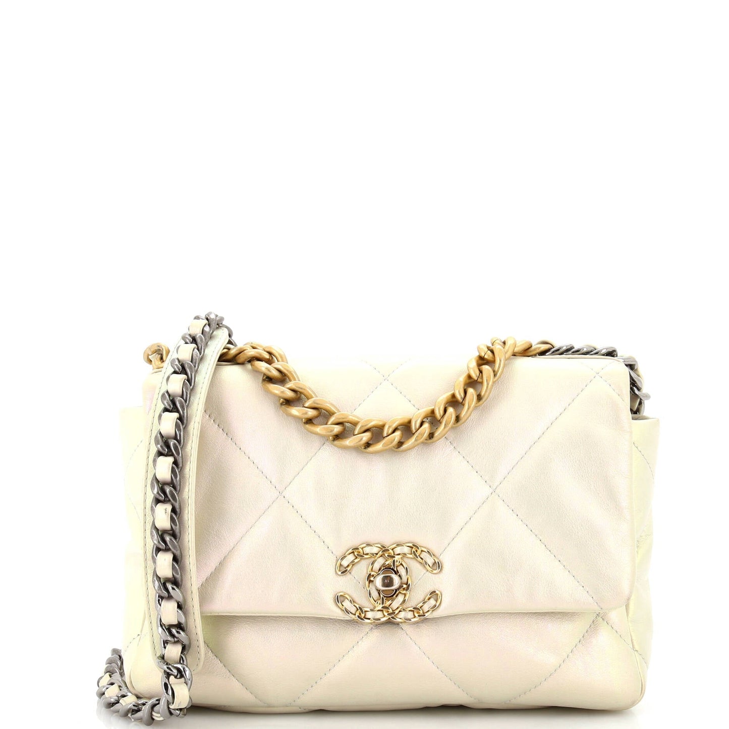CHANEL 19 Flap Bag Quilted Iridescent Calfskin Medium