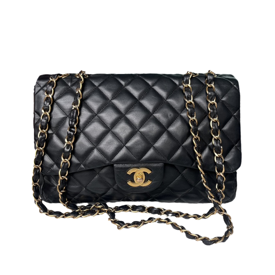 Chanel Classic Flap Jumbo   Black Lambskin Leather with 24k Gold Hardware