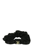 Chanel '21 Black Lambskin Quilted CC Hair Scrunchie