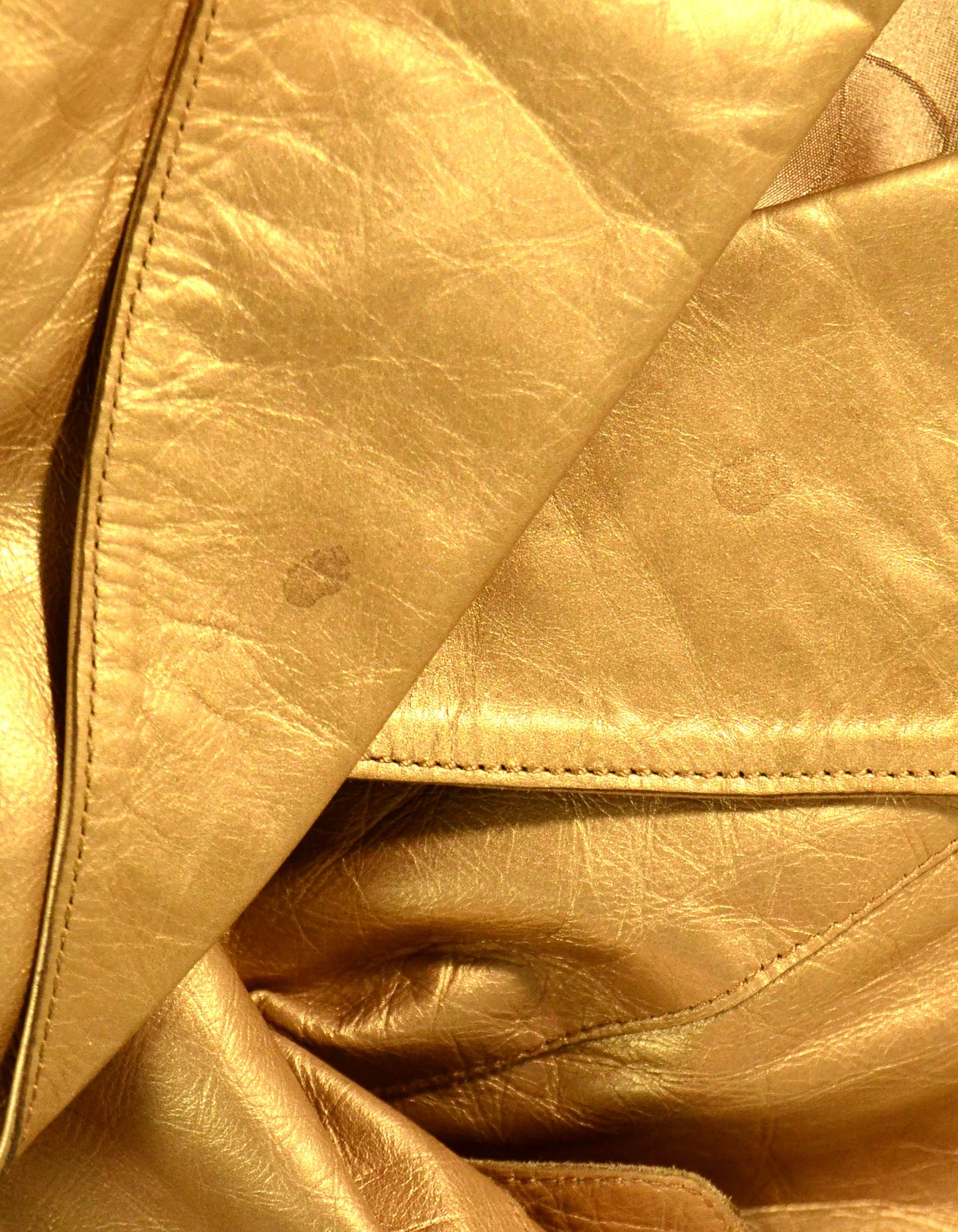 Chanel Gold Leather Single Button Jacket w. Belt FR38/ US 4-6