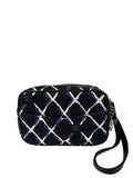 Chanel Black/Navy/White Coco Charm Canvas Wristlet