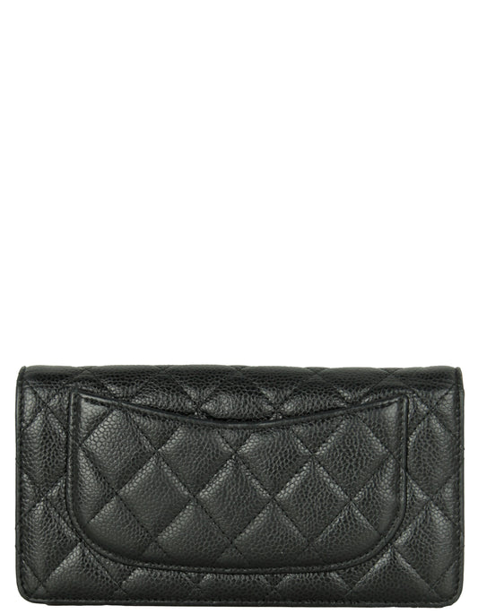 Chanel Black Caviar Leather Quilted Yen Wallet