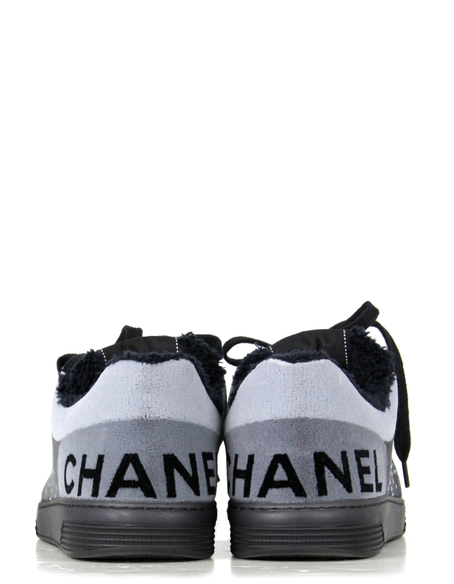Chanel 2021 Grey/Black Velvet Sneakers sz 38