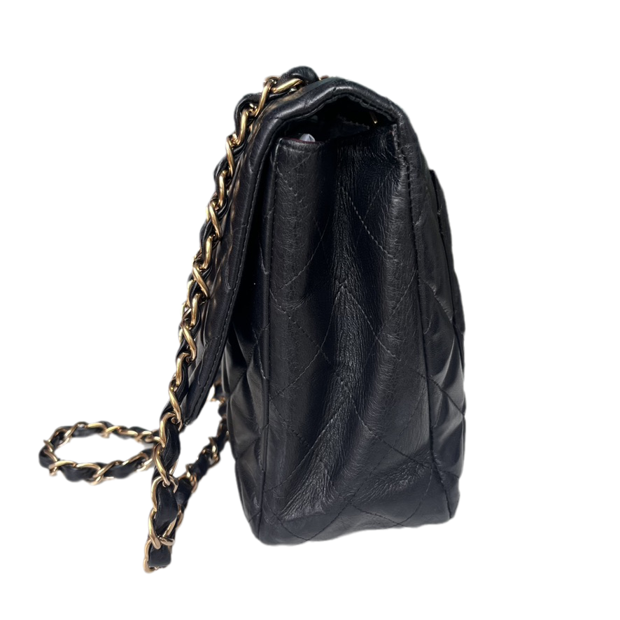 Chanel Classic Flap Jumbo   Black Lambskin Leather with 24k Gold Hardware