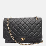 Chanel Classic Flap Maxi 2009 Black Caviar Leather Single Flap with Gold Hardware