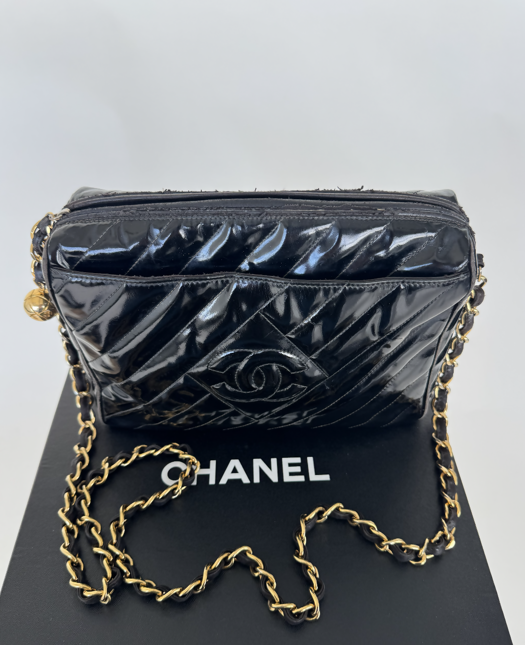 Chanel   Diamond CC Patent Crossbody Bag