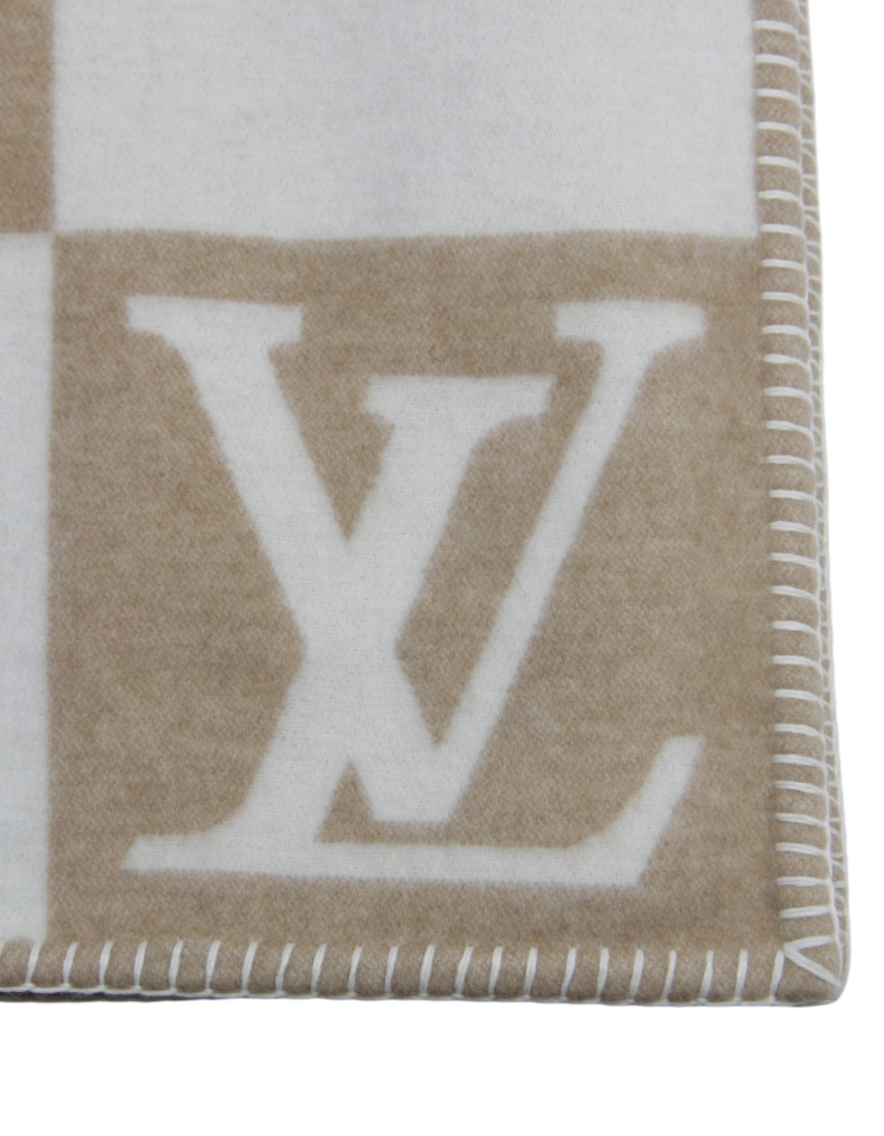 Louis Vuitton Beige Checkmate Throw Blanket