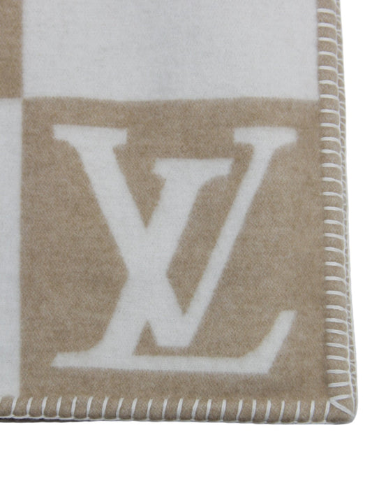 Louis Vuitton Beige Checkmate Throw Blanket