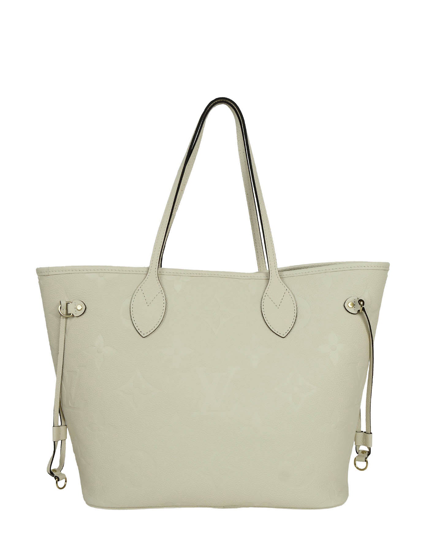 Louis Vuitton 2021 Creme Monogram Empreinte Leather Neverfull MM Tote Bag